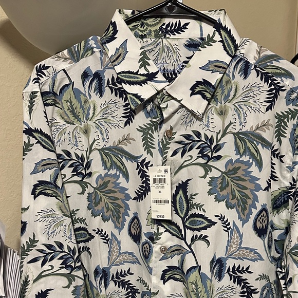 Tasso Elba Blue and Green Floral Men's Shirt - Picture 2 of 2